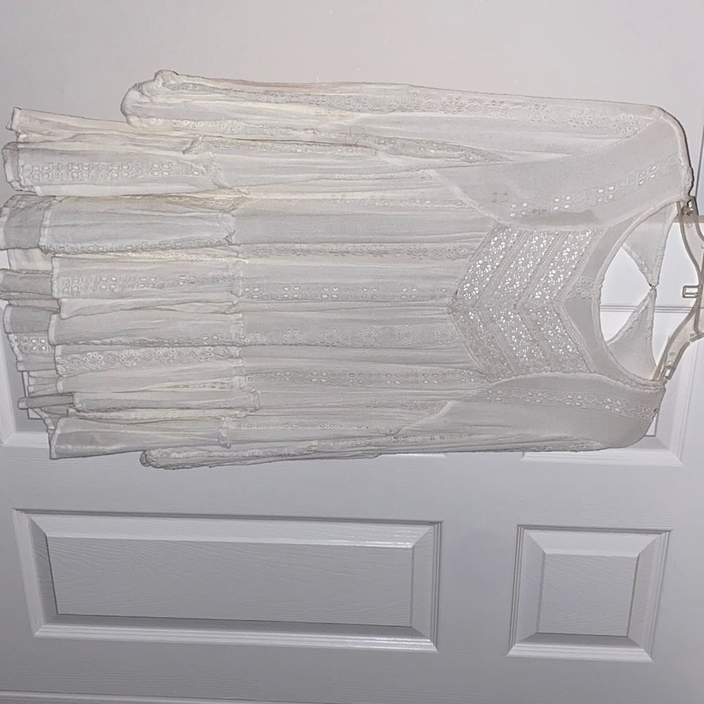 Free People ivory eyelet lace long sleeve tunic